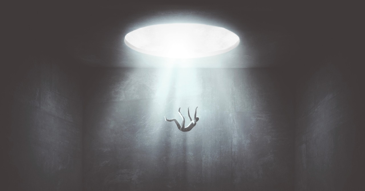 Man falling in a hole, Satan suffering eternally