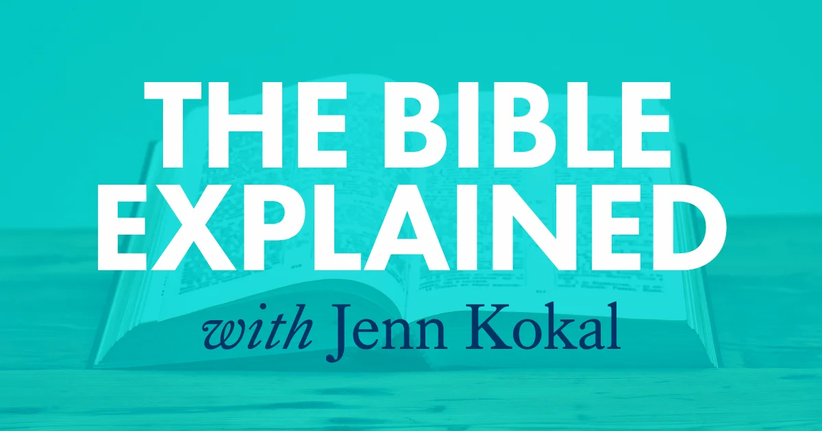 Ad banner for The Bible Explained Podcast with Jenn Kokal